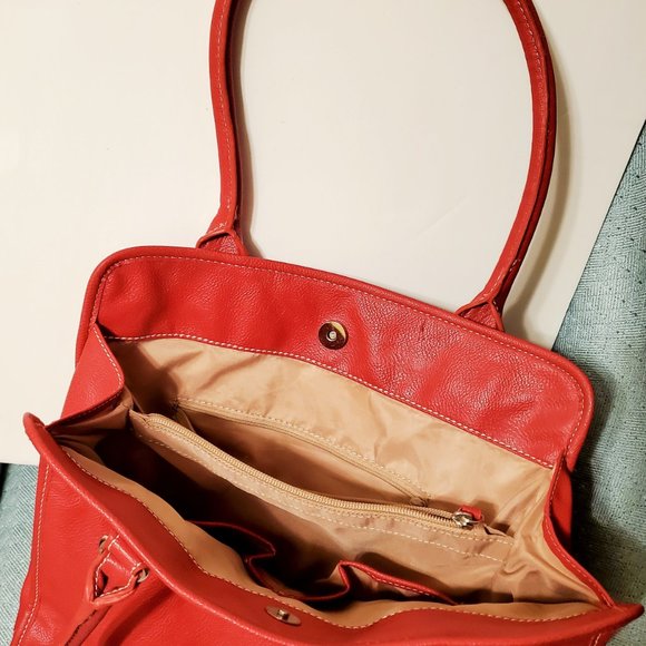 Nine West Red Leather Satchel purse - Picture 2 of 5